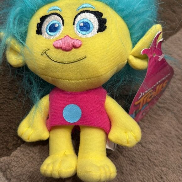 Trolls Blue and Yellow Stuffed Animal with Spiky Hair - Picture 2 of 7